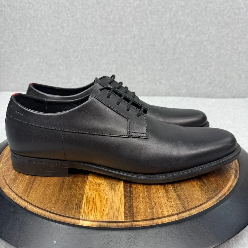 Hugo Boss Kyron Derby Shoes Men's 46 US 13 Black Leather Dress Oxford